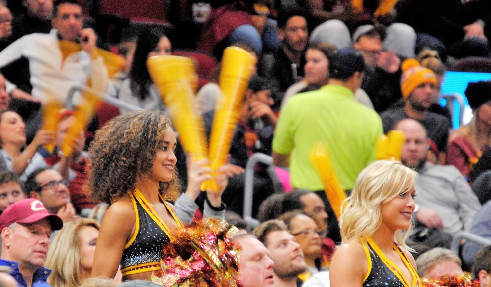 Cheerleaders at professional basketball game